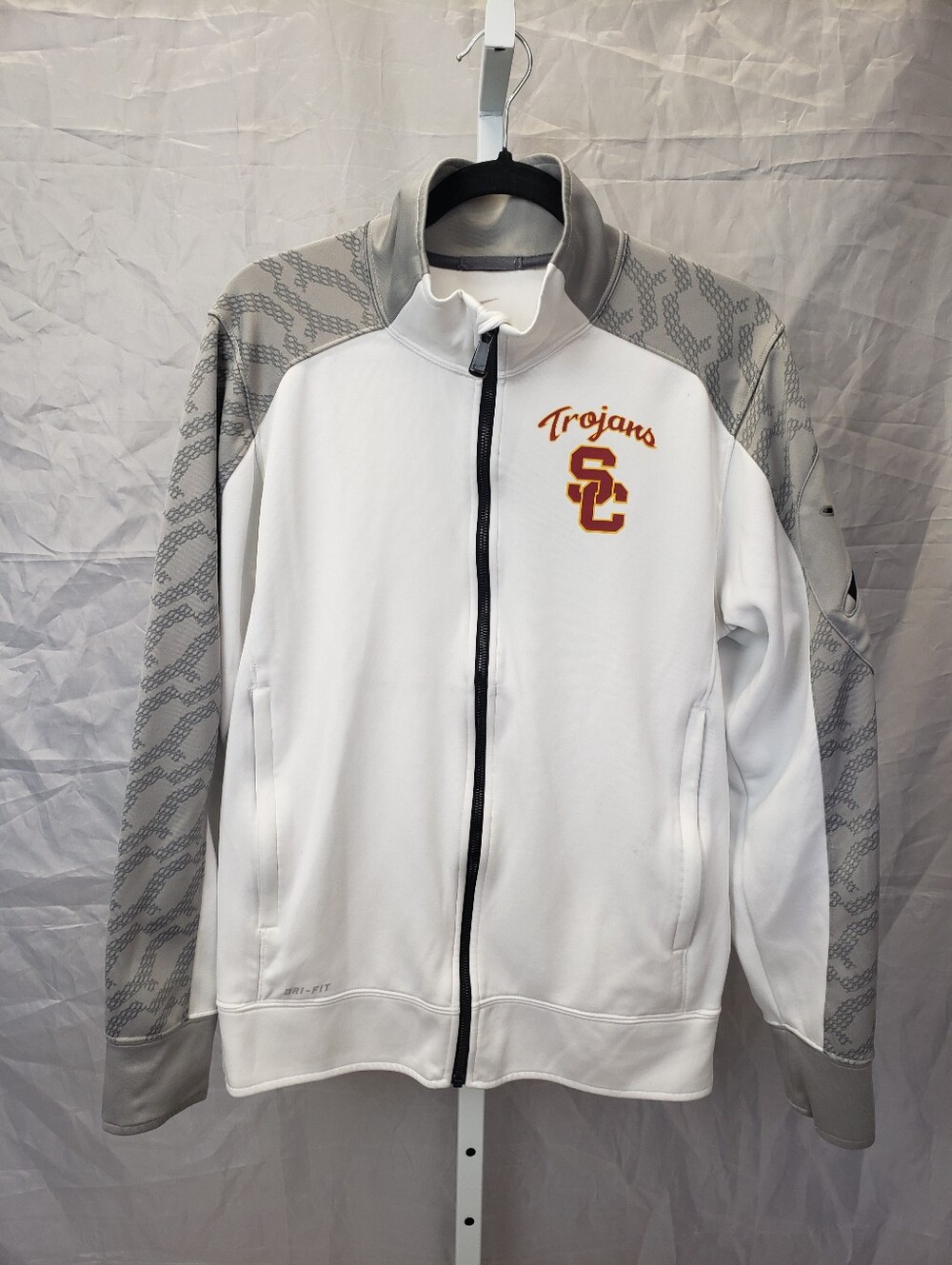 Nike Dri-FIT USC Trojans Full Zip Track Jacket White Gray Men's Size S